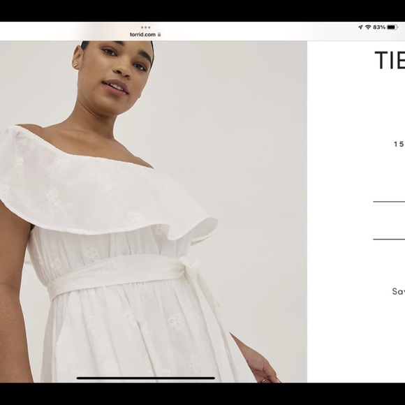 New OFF-THE-SHOULDER TIE-WAIST SKATER DRESS - CHALLIS WHITE EMBROIDERY - Picture 4 of 11